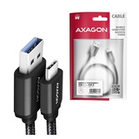 AXAGON BUCM3-AM20AB, SPEED kabel USB-C <-> USB-A, 2m, USB 3.2 Gen 1, 3A, ALU, oplet, černý