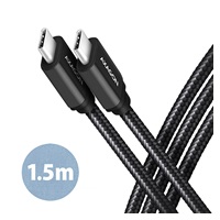 AXAGON BUCM3-CM15AB, SPEED kabel USB-C <-> USB-C, 1.5m, USB 3.2 Gen 1, PD 60W 3A, ALU, oplet, černý