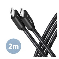 AXAGON BUCM3-CM20AB, SPEED kabel USB-C <-> USB-C, 2m, USB 3.2 Gen 1, PD 60W 3A, ALU, oplet, černý