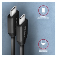 AXAGON BUCM-CM10TB, TWISTER kabel USB-C <-> USB-C, 0.6 m, USB 2.0, PD 60W 3A, ALU, tpe, czarny