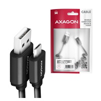 AXAGON BUMM-AM10TB, TWISTER kabel Micro USB <-> USB-A, 0.6m, USB 2.0, 2.4A, ALU, tpe, černý