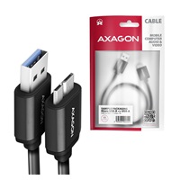 AXAGON BUMM3-AM10AB, SPEED kabel Micro-B USB <-> USB-A, 1m, USB 3.2 Gen 1, 3A, ALU, tpe, černý