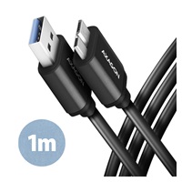 AXAGON BUMM3-AM10AB, SPEED kabel Micro-B USB <-> USB-A, 1m, USB 3.2 Gen 1, 3A, ALU, tpe, černý