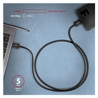 AXAGON BUMM3-AM10AB, SPEED kabel Micro-B USB <-> USB-A, 1m, USB 3.2 Gen 1, 3A, ALU, tpe, černý
