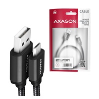 AXAGON BUMM-AM20AB, HQ kabel Micro USB <-> USB-A, 2m, USB 2.0, 2.4A, ALU, oplet, černý