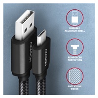 AXAGON BUMM-AM20AB, HQ kabel Micro USB <-> USB-A, 2m, USB 2.0, 2.4A, ALU, oplet, černý