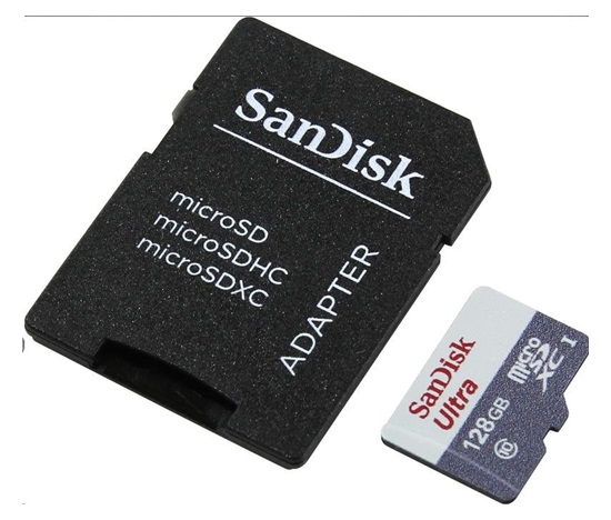 SanDisk MicroSDXC karta 128GB Ultra (80MB/s, Class 10 - Tablet Packaging, Android) + adaptér