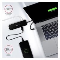 AXAGON HMC-6GL, USB 3.2 Gen 1 hub, porty 3x USB-A, HDMI 4k/30Hz, RJ-45 GLAN, PD 100W, kabel USB-C 20cm
