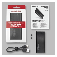 AXAGON EEM2-SBC, USB-C 3.2 Gen 2 - M.2 SATA SSD metalowy RAW box, bezśrubowy