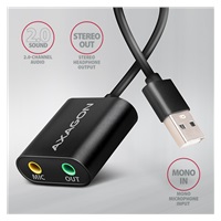 AXAGON ADA-12, USB 2.0 - zewnętrzna karta dźwiękowa, 48kHz/16-bit stereo, metal, kabel USB-A 15 cm