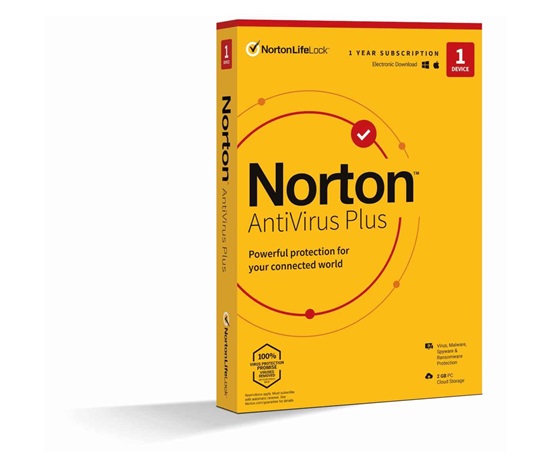NORTON ANTIVIRUS PLUS 2GB CZ 1 uživatel pro 1 zařízení na 1 rok ESD