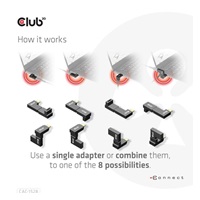Club3D set adapterů USB-C Gen2 angled adapter set of 2, 4K120Hz, 240W, (M/F)