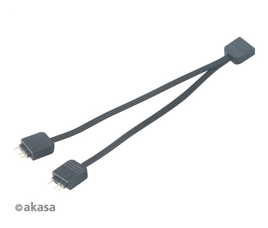 AKASA rozbočovač pro RGB LED 1x female/2x male, 2ks v balení, černá