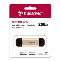 TRANSCEND Flash Disk 256GB JetFlash®930C, TLC, USB 3.2/USB Type C (R:420/W:400 MB/s) černý
