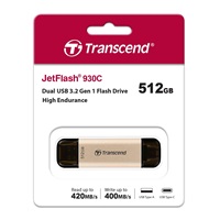 TRANSCEND Flash Disk 512GB JetFlash®930C, TLC, USB 3.2/USB Type C (R:420/W:400 MB/s) černý