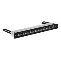 19" modulární stíněný patch panel LEXI-Net 24port, černý, výsuvný