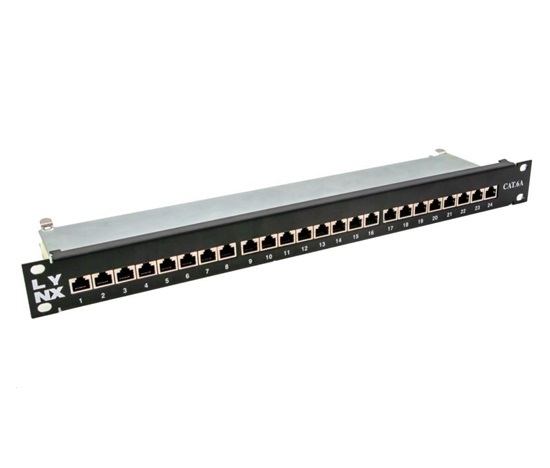 19" Patch panel LYNX 24port, STP, Cat6A, krone, černý