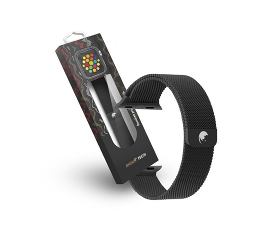 RhinoTech ocelový řemínek milánský tah pro Apple Watch 38 / 40 / 41mm černý