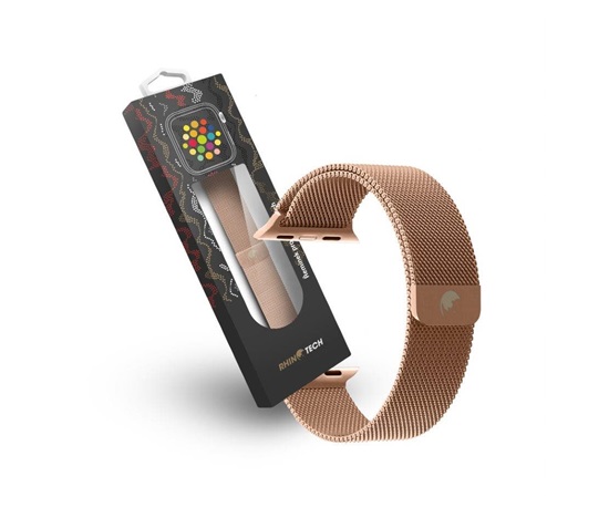 RhinoTech ocelový řemínek milánský tah pro Apple Watch 38 / 40 / 41mm růžově-zlatý