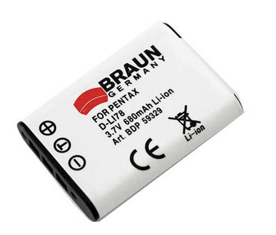 Braun akumulátor PENTAX D-Li78, Nikon EN-EL11, Olympus LI-60, Ricoh DB-80, Sanyo DB-L80, 680mAh