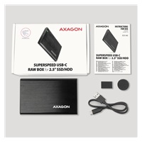 AXAGON EE25-A6C, USB-C 3.2 Gen 1 - SATA 6G 2.5", metalowa obudowa RAW, bezśrubowa