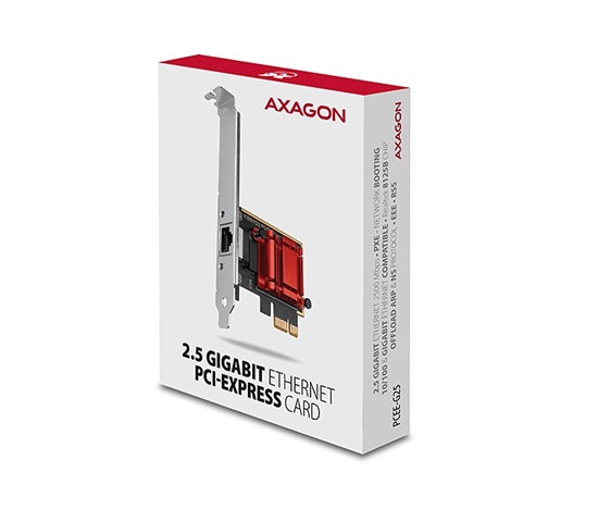 AXAGON PCEE-G25, karta sieciowa PCIe - 1x 2.5 Gigabit Ethernet port (RJ-45), Realtek, PXE, LP