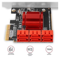 AXAGON PCES-SA6, PCIe kontroler - 6x wewnętrzny port SATA 6G, ASM1166, SP & LP