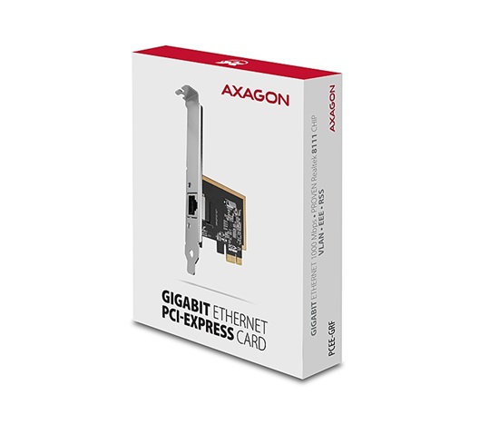 AXAGON PCEE-GRF, karta sieciowa PCIe - 1x Gigabit Ethernet port (RJ-45), Realtek 8111F, LP