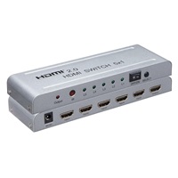 PremiumCord 4Kx2K@60Hz HDMI switch 5:1 kovový s dálkovým ovladačem a napájecím adaptérem