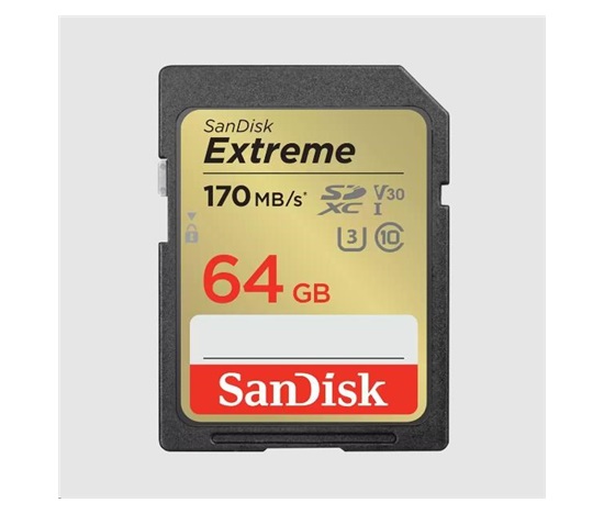 SanDisk SDXC karta 64GB Extreme (170 MB/s Class 10, UHS-I U3 V30)