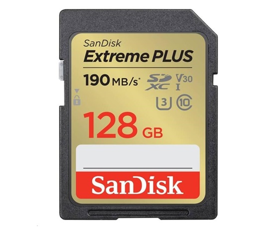 SanDisk SDXC karta 128GB Extreme PLUS (190 MB/s Class 10, UHS-I U3 V30)