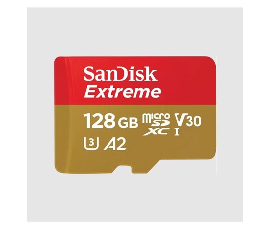 SanDisk micro SDXC karta 128GB Extreme (190 MB/s Class 10, UHS-I U3 V30) + adaptér