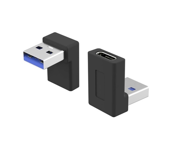 PremiumCord USB redukce USB-C  - USB3.0 typ A  (F/M), zahnutá 90°