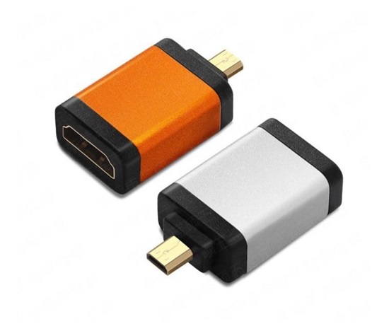 PremiumCord adaptér HDMI A - micro HDMI D (F/M), oranžová