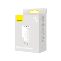 Baseus kompaktní nabíječka 3U 17W EU, bílá