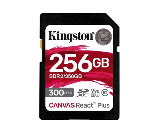 Kingston SDXC karta 256GB Canvas React Plus SDXC UHS-II 300R/260W U3 V90 for Full HD/4K/8K