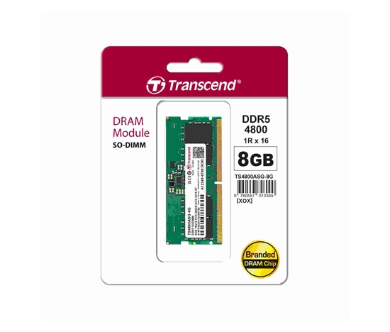 SODIMM DDR5 16GB 4800MHz TRANSCEND 1Rx8 2Gx8 CL40 1.1V