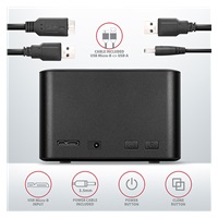 AXAGON ADSA-D25, USB 3.2 Gen 1 - 2x SATA 6G 2.5" SSD/HDD CLONE MINI stacja dokująca