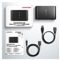 AXAGON ADSA-D25, USB 3.2 Gen 1 - 2x SATA 6G 2.5" SSD/HDD CLONE MINI stacja dokująca