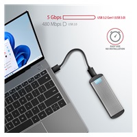 AXAGON EEM2-SA, USB micro-B 3.2 Gen 1 - M.2 SATA SSD metalowy RIBBED box, bezśrubowy