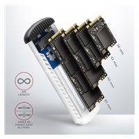 AXAGON EEM2-SA, USB micro-B 3.2 Gen 1 - M.2 SATA SSD metalowy RIBBED box, bezśrubowy