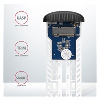 AXAGON EEM2-SA, USB micro-B 3.2 Gen 1 - M.2 SATA SSD metalowy RIBBED box, bezśrubowy