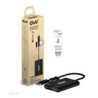 Club3D adaptér USB Gen1 Type-C/-A to Dual HDMI (4K/30Hz) / VGA (1080/60Hz)