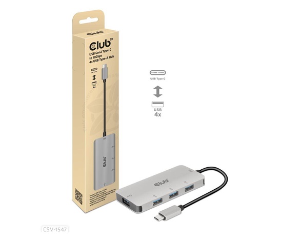 Club3D hub USB-C Gen2 na 10Gbps 4x USB Type-A Hub