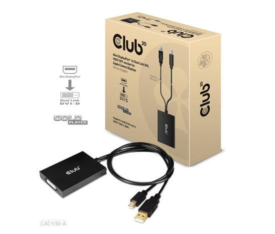 Club3D adaptér Mini DP na Dual Link DVI, HDCP OFF version for Apple Cinema Displays Active Adapter