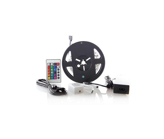 Solight LED světelný pás, RGB, 3m, sada s 12V adaptérem a dálk. ovladačem, 7,2W/m, IP20