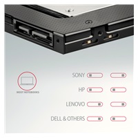 AXAGON RSS-CD09 ramka na 2,5" SSD/HDD do gniazda DVD, 9.5 mm, LED, aluminium