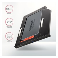 AXAGON RSS-CD09 ramka na 2,5" SSD/HDD do gniazda DVD, 9.5 mm, LED, aluminium