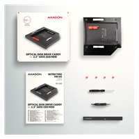 AXAGON RSS-CD09 ramka na 2,5" SSD/HDD do gniazda DVD, 9.5 mm, LED, aluminium