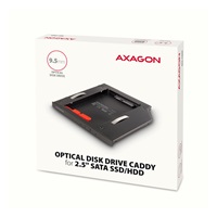 AXAGON RSS-CD09 ramka na 2,5" SSD/HDD do gniazda DVD, 9.5 mm, LED, aluminium
